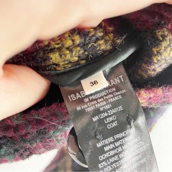 Isabel Marant Etoile Plaid Leiko Wool Short Jacket in Black Multi Small Casual - Picture 7 of 10